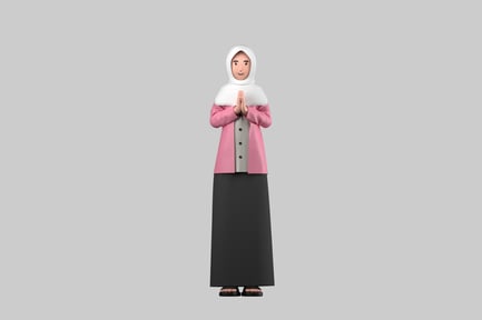 Preview: Welcoming muslim woman celebration character