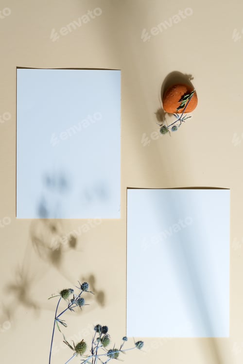 Preview: Two postcards decorated dried plants and small stone