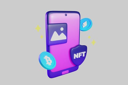 Preview: Phone with digital currency and NFTs