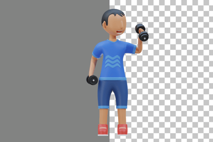 Preview: Little Kid Doing Workout with Dumbbell 3D Illustration