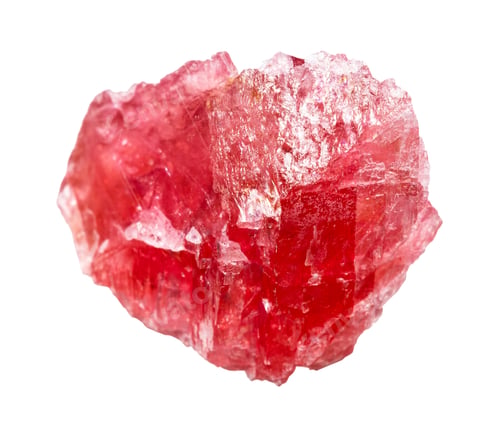 Preview: raw rhodonite crystal isolated on white