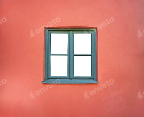 Preview: green window on a red wall, mockup