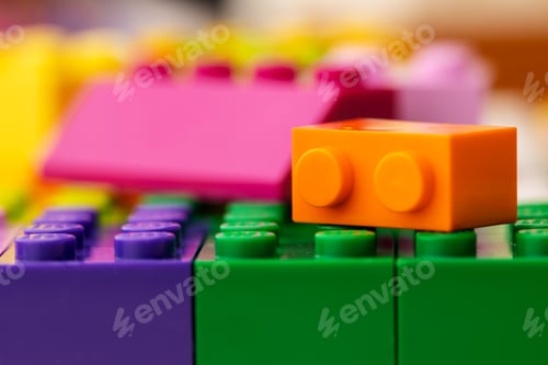 Preview: Details of children's plastic building kit close up