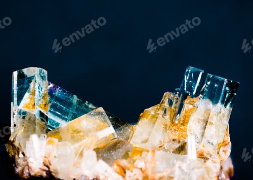 Preview: Big well formed Aquamarine crystals on matrix rock