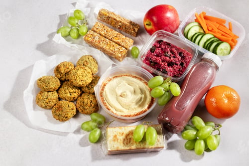 Preview: Ready prepared animal protein free quinoa salad, snack, smoothie.