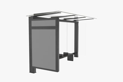 Preview: Modern Urban Bus Stop Shelter with Bench and Ad Space