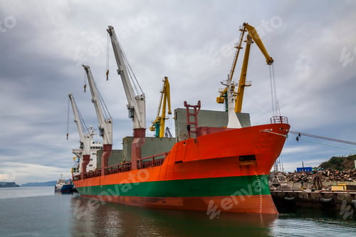 Preview: Cargo ship in the port. Kamchatka Peninsula.