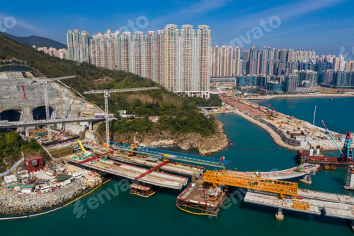 Preview: Tseung Kwan O, Hong Kong 21 December 2020: Cross harbor highway under construction