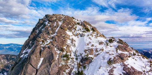 Preview: Rocky Mountain Peaks covered in Snow. Aerial Landscape Nature Background