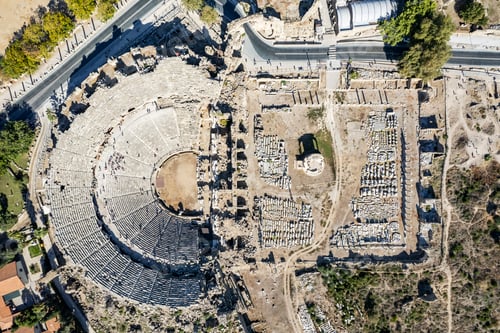 Preview: Aerial view of ancient Side town, Antalya Province, Turkey