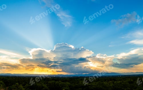Preview: colorful dramatic sky with cloud at sunset