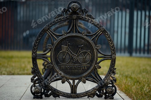 Preview: Metal bicycle parking, side view.