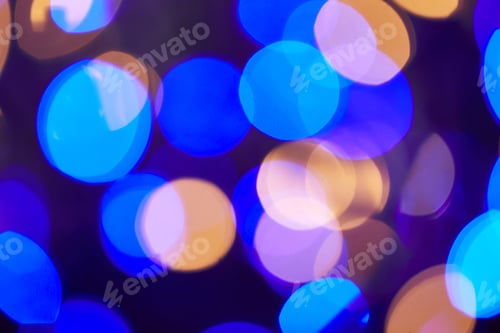 Preview: blue and golden shiny bokeh christmas background