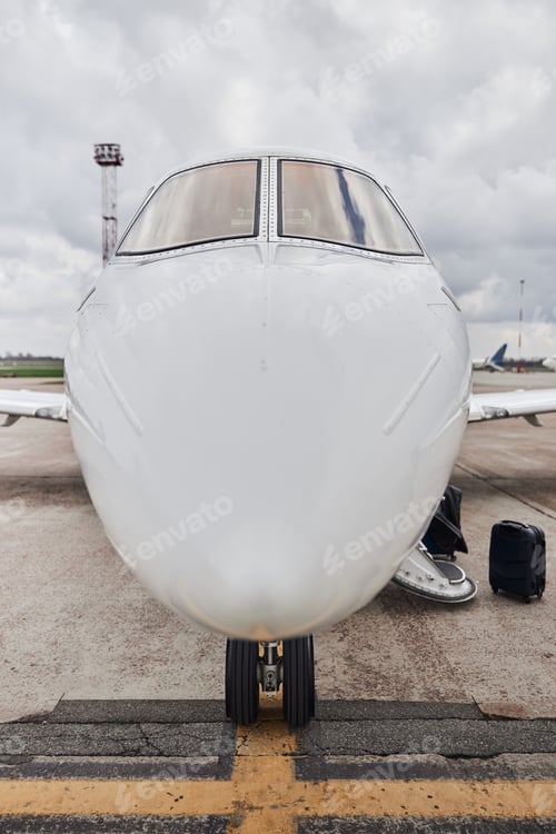 Preview: Business jet is standing on airport parking