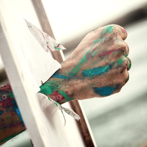 Preview: Fist in a ripped cloth.