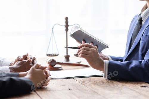 Preview: justice and law concept. male lawyer working in an office. Legal law, advice, and justice concept. T