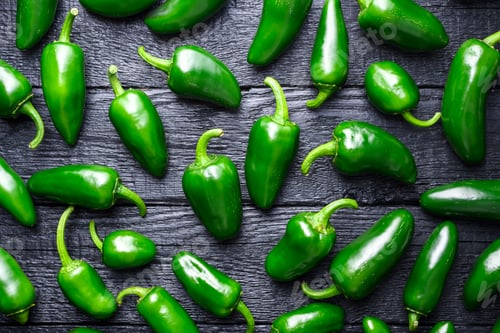 Preview: Fresh green Mexican jalapenos piled together
