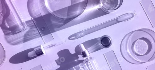 Preview: serum in petri dishes cosmetic research concept neon light