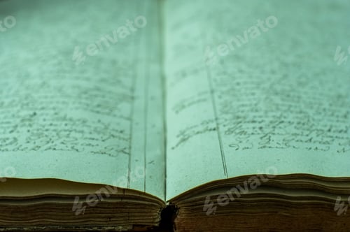 Preview: Closeup shot of an old weathered opened book
