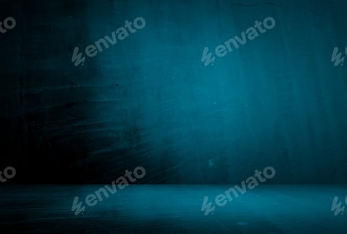 Preview: Vintage grunge blue concrete texture studio wall background with vignette.