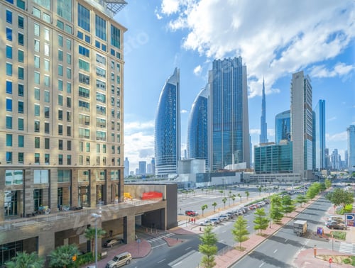 Preview: Dubai Downtown skyline, United Arab Emirates or UAE. Urban city.