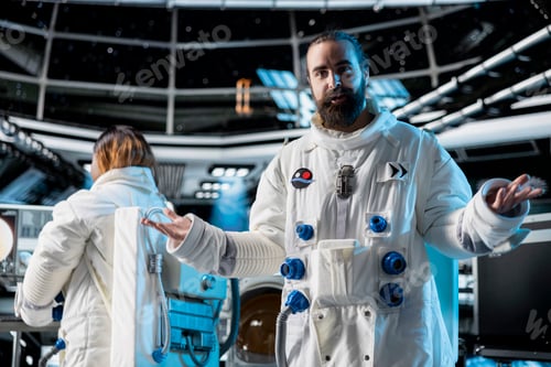 Preview: Cheerful astronaut discusses with command center researchers on Earth