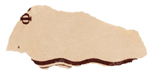 Preview: Torn piece of faded book page, old beige paper with vintage pattern isolated for scrapbooking