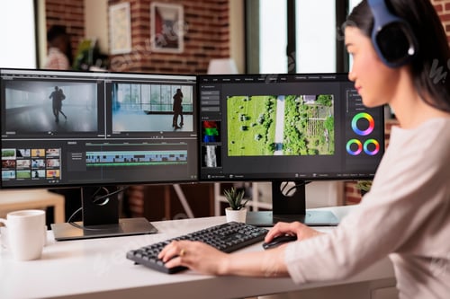 Preview: Video editor editing audio film montage