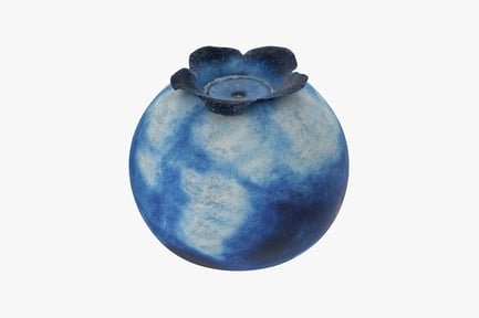 Preview: Blue ceramic vase with floral lid design