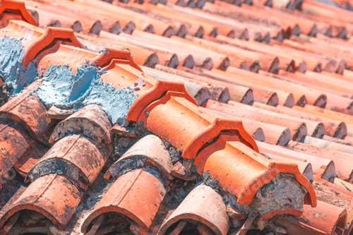 Preview: Old roof repairing, rustic architectural pattern