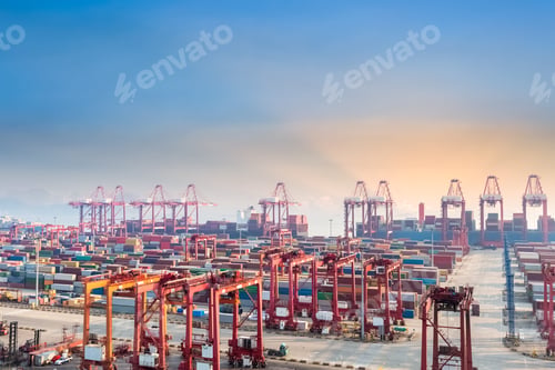 Preview: shanghai container terminal at dusk