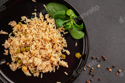 Preview: Rice with egg, chicken, and vegetables main course food preparation tasty snack fresh