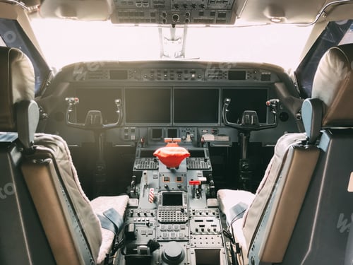 Preview: Interior of a pilot cockpit cabin private jet