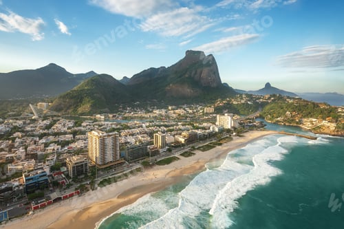 Preview: Aerial view of Barra da Tijuca and Pedra da Gavea Hill - Rio de Janeiro, Brazil