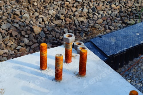Preview: The foundation of a catenary mast, ready for installation