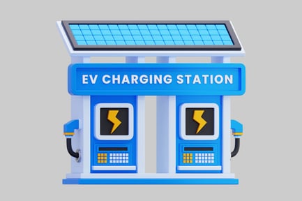 Preview: EV Charging Station 3D With Solar Panels