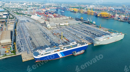 Preview: Many new cars running cargo ship, Ro-Ro Ship for import export shipping cars by Vessel Freight