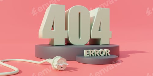 Preview: 404 ERROR. Website Page not found Sign, Webpage connection fail. 3d render