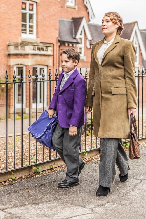 Preview: Mother walking son to school