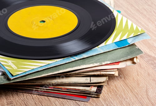 Preview: Stack of old vinyl records