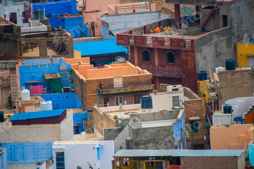 Preview: Aerial view of Jodhpur Blue City. Jodphur, Rajasthan, India