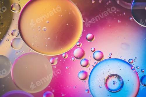 Preview: Oil drops in water. Abstract defocused psychedelic pattern image multicolored. Abstract background w