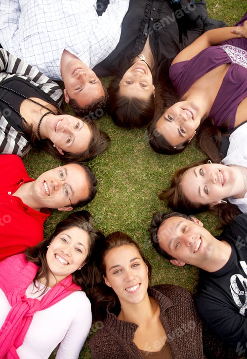 Preview: Group Of Happy Friends Smiling Together On The Floor