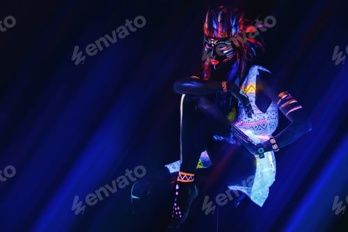 Preview: Model in image of Native american with neon makeup