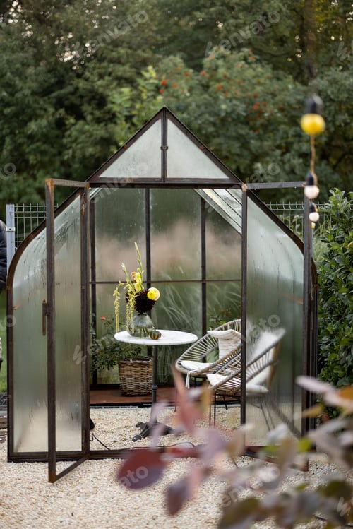 Preview: Vintage greenhouse in backyard
