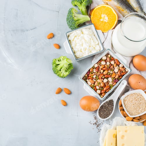 Preview: Assortment of healthy calcium source food