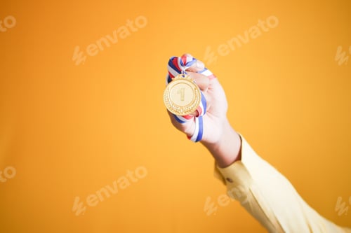 Preview: First Place Throphy against yellow background
