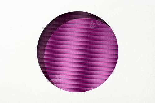 Preview: cut out round hole in white paper on striped purple background