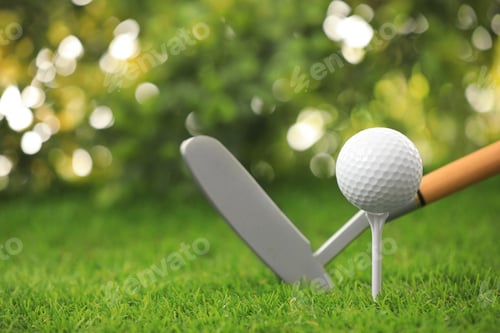 Preview: Hitting golf ball with club on green course