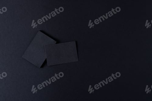 Preview: Black business cards with copy space on black background